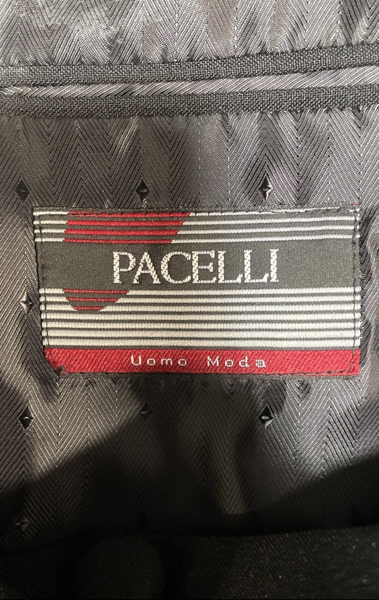 Pacelli Men's Black Collarless V-Neck 5-Button Blazer Jacket Size 42R