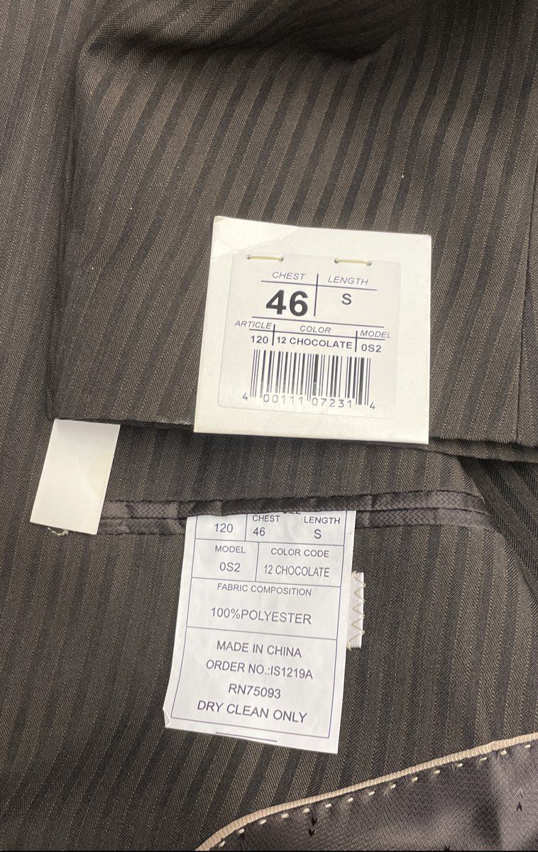 Angelo Rossi Men's Blazer Chocolate Brown Pinstripe Microtech 46S NWT