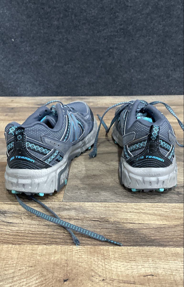 New Balance 410v5 Blue Grey Teal Trail Running Shoes Women's Size 9 Wide D