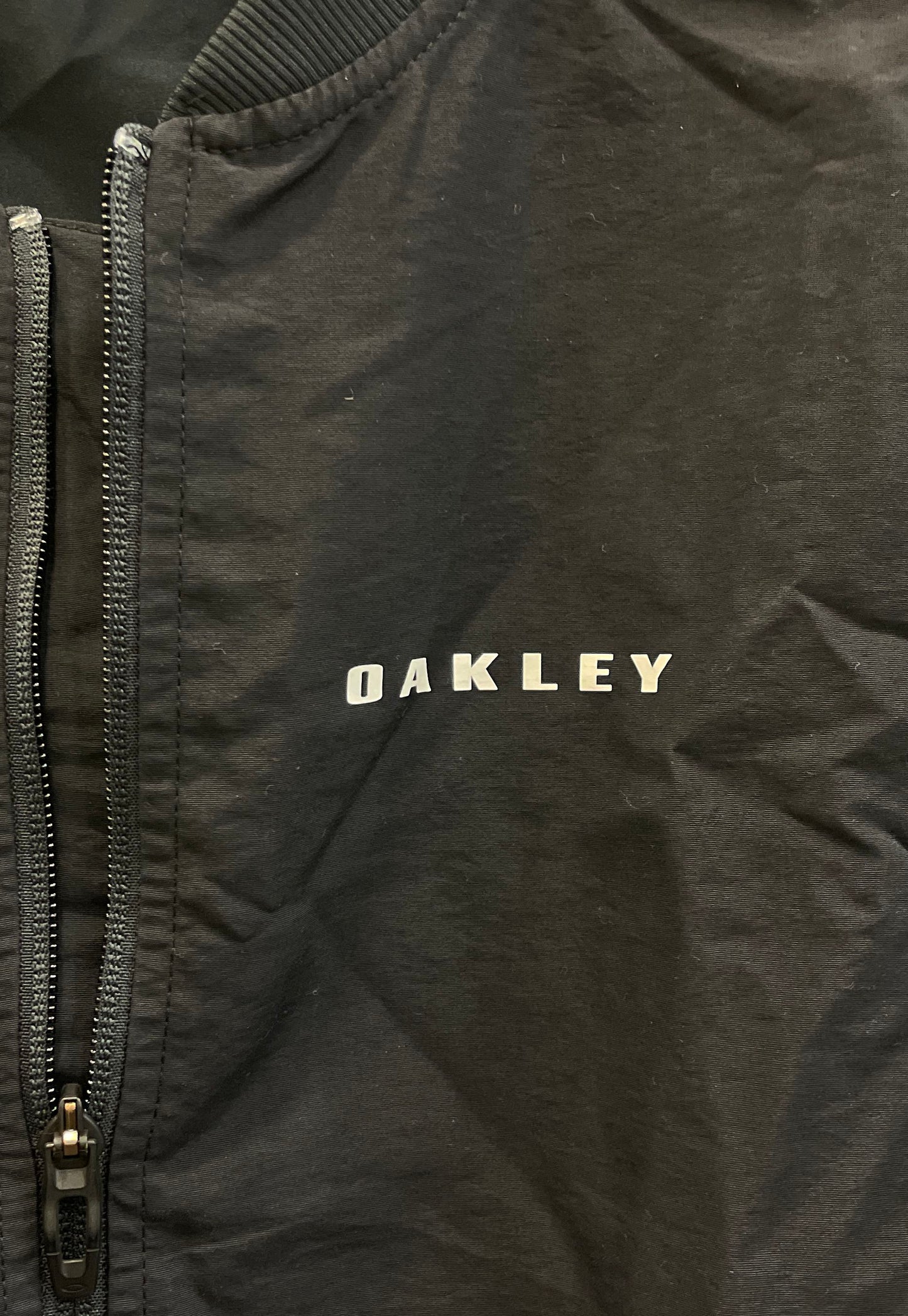 Oakley Men's Black Blue White Colorblock Custom Fit Lightweight Zip Jacket Sz XS