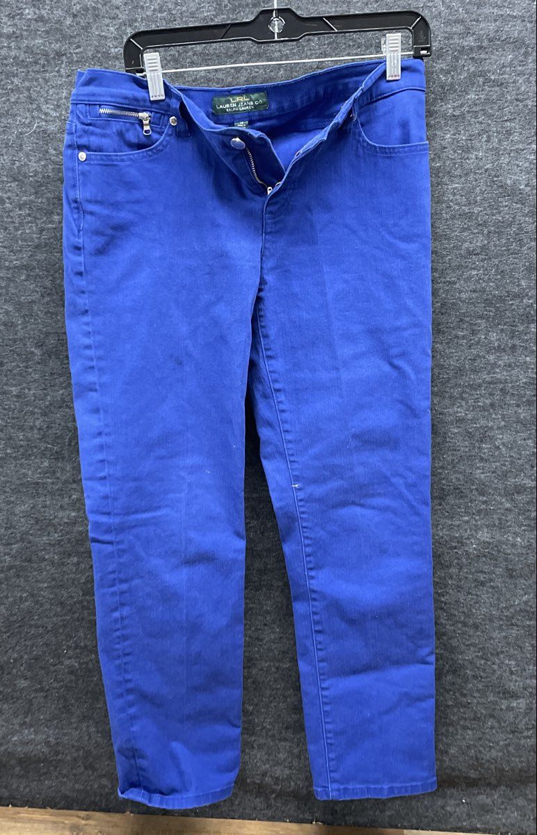 Ralph Lauren Women's Royal Blue Slim Straight Jeans Zipper Detail Size 10