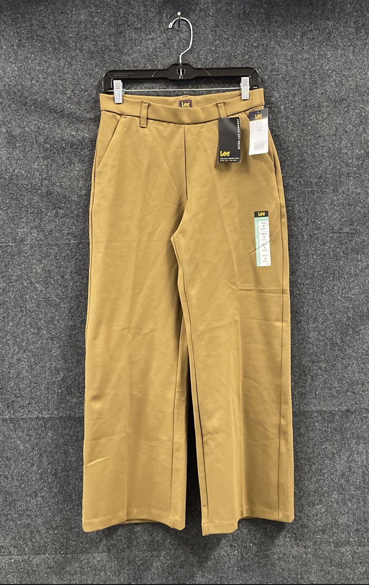 Lee Women's Any Wear Pants Tumbleweed Tan Ultra Lux Comfort Wide Leg NWT Sz 4S