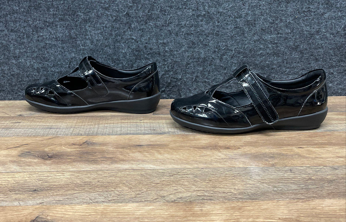 Cosyfeet Black Patent Leather T-Strap Mary Jane Women's Comfort Shoes Size 5 UK