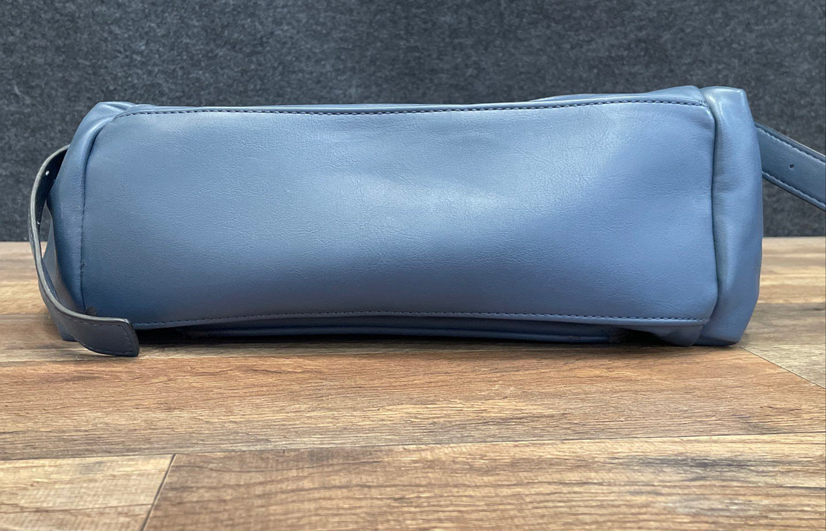 Simply Vera Vera Wang Blue Leather Backpack Large Rucksack Gunmetal Hardware