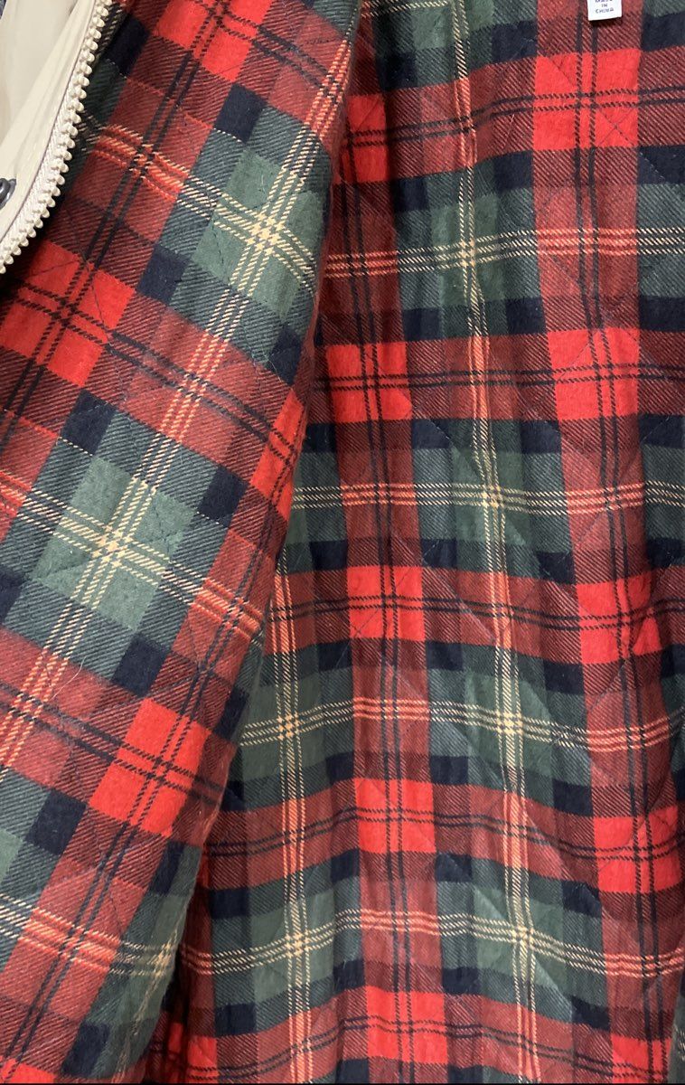 Vintage 90s Totes Tan Vinyl Rain Coat Jacket Plaid Lined Hooded Size L