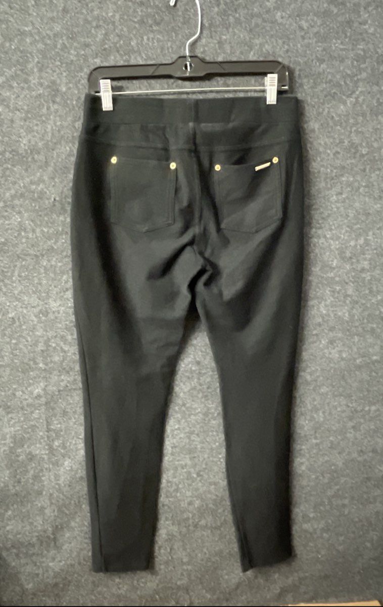 Michael Michael Kors Women's Pull On Stretch Pants Black Gold Hardware Size M