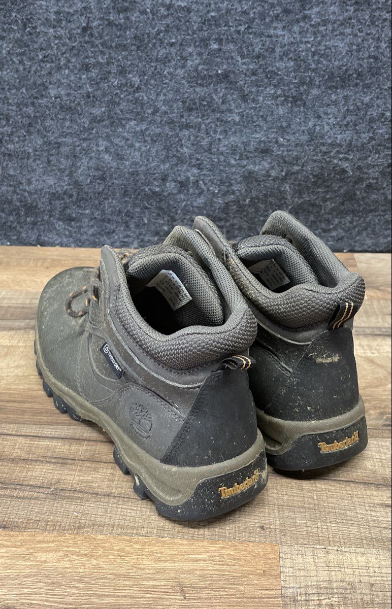 Timberland Mt Maddsen Mid Waterproof Dark Brown Leather Hiking Boots Boys Size 6