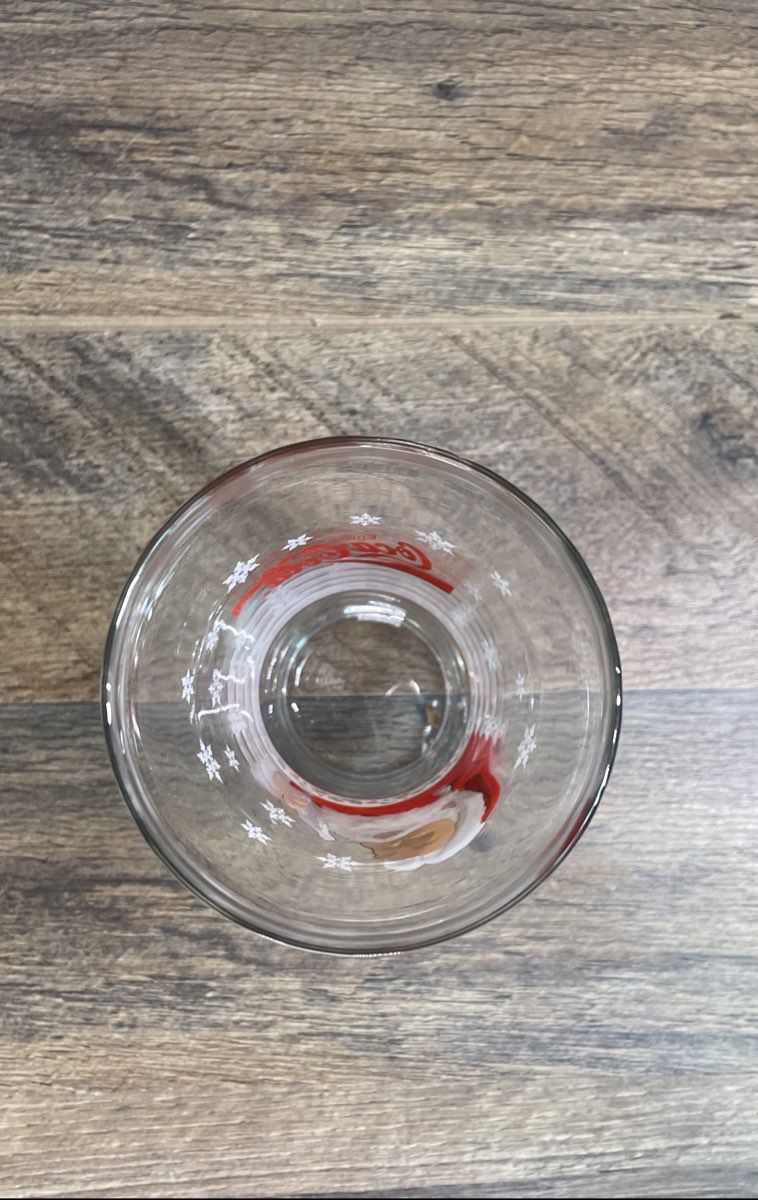 Vintage Coca-Cola Christmas Santa & Pine Cone Collectible Glasses Lot of 2