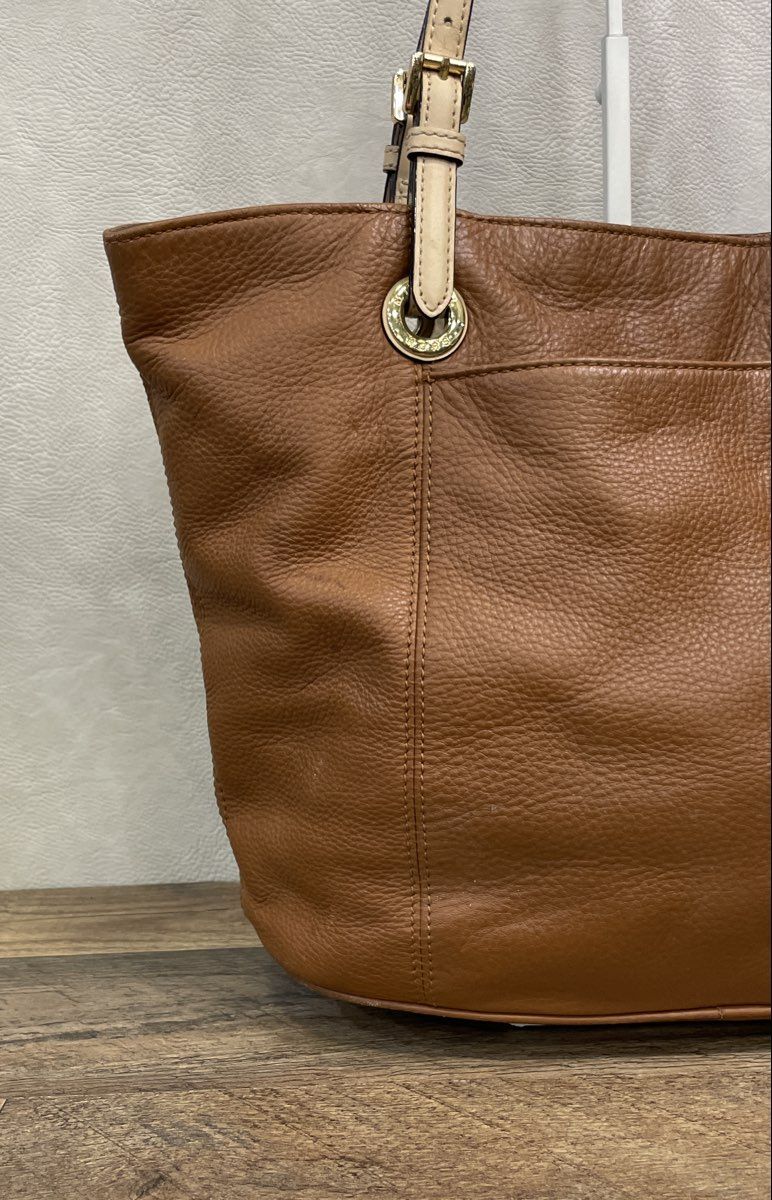 Michael Kors Brown Pebbled Leather Tote Bag Gold Hardware Medium
