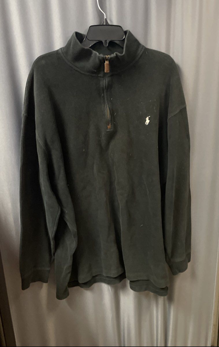Polo Ralph Lauren Men's Black 1/4 Zip Pullover Mock Neck Pony Logo Sz 2XL Tall