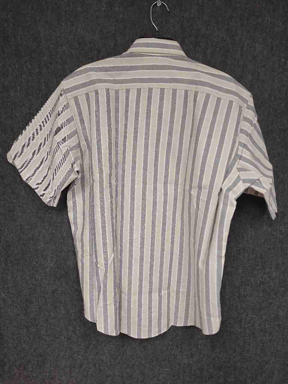 Manhattan Men's Vintage 90s Striped Short Sleeve Button Down Shirt NWT Sz 17.5