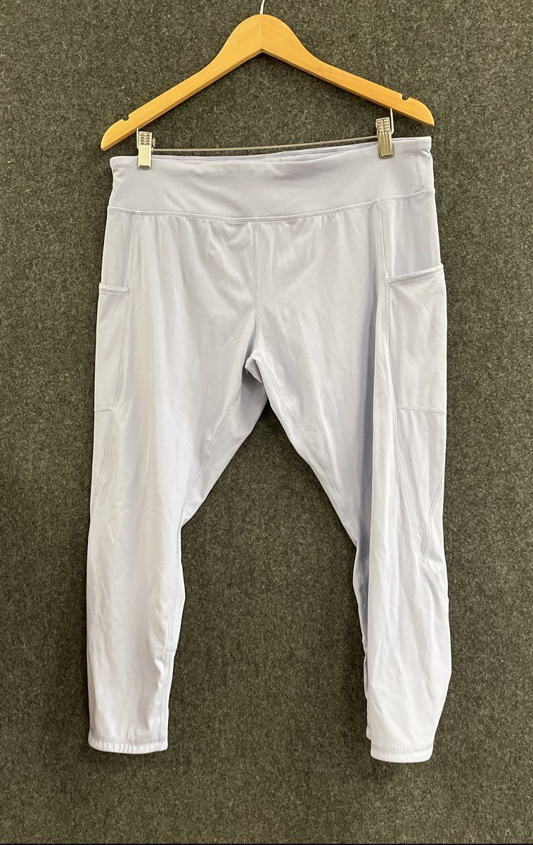 Duluth Trading Co Women's Pale Blue High Waisted Pockets Ruched Leggings Sz L