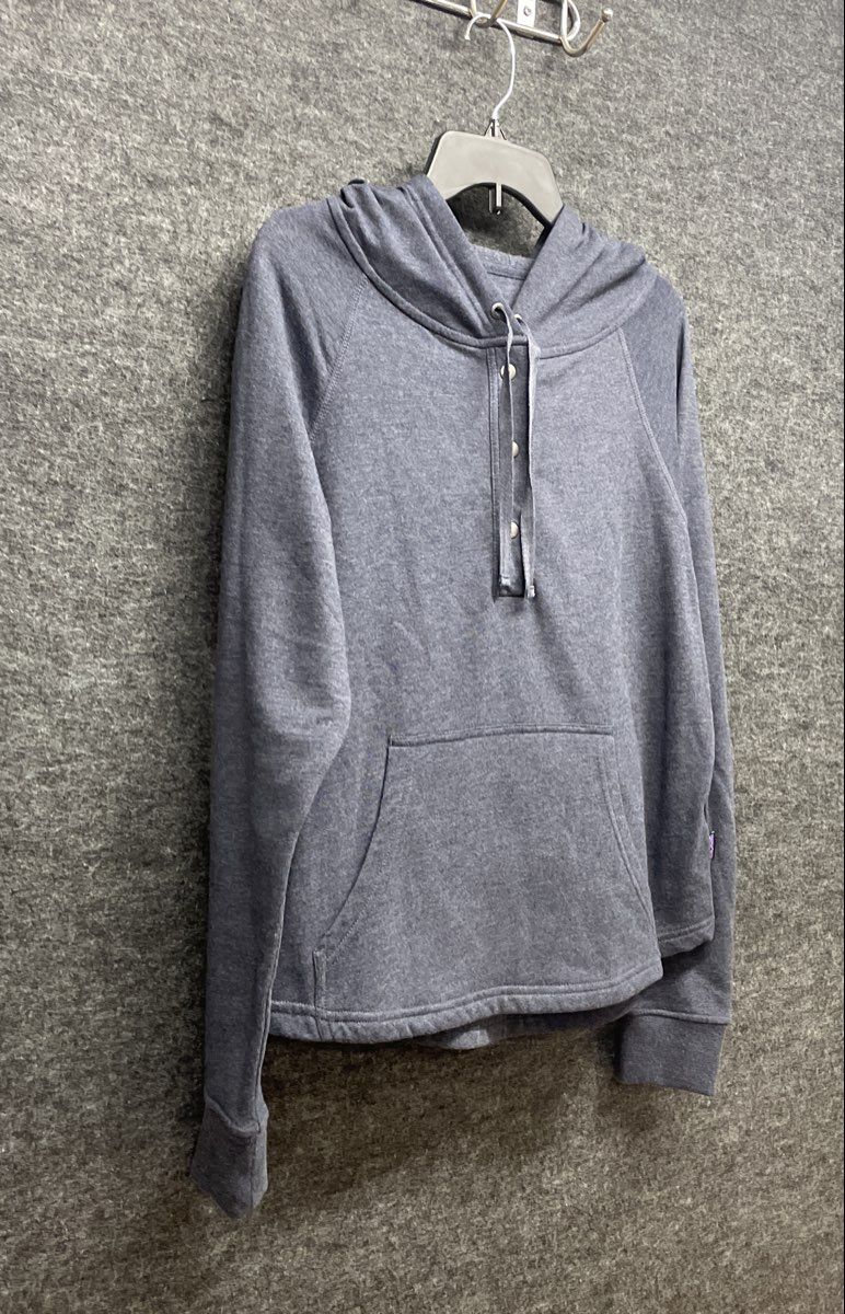 Patagonia Women's Ahnya Hoodie Heather Gray 3-Snap Fleece Pullover Size M