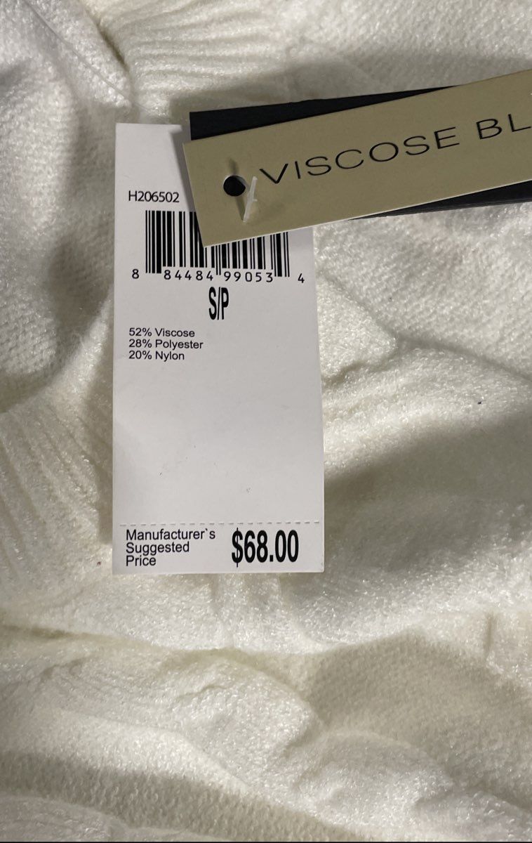Tahari Women's White Cable Knit Viscose Crew Neck Sweater Sz S NWT