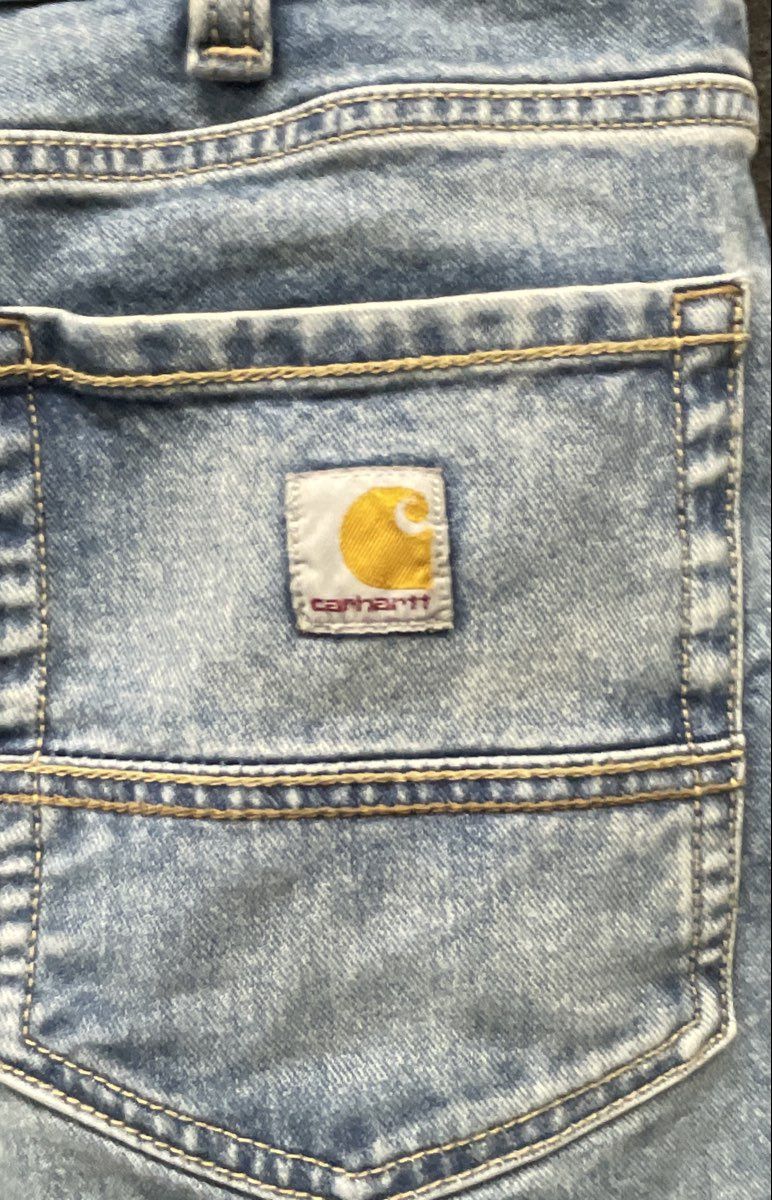 Carhartt Men's 106988 Loose Straight Fit Light Wash Blue Denim Jeans Sz 36x30