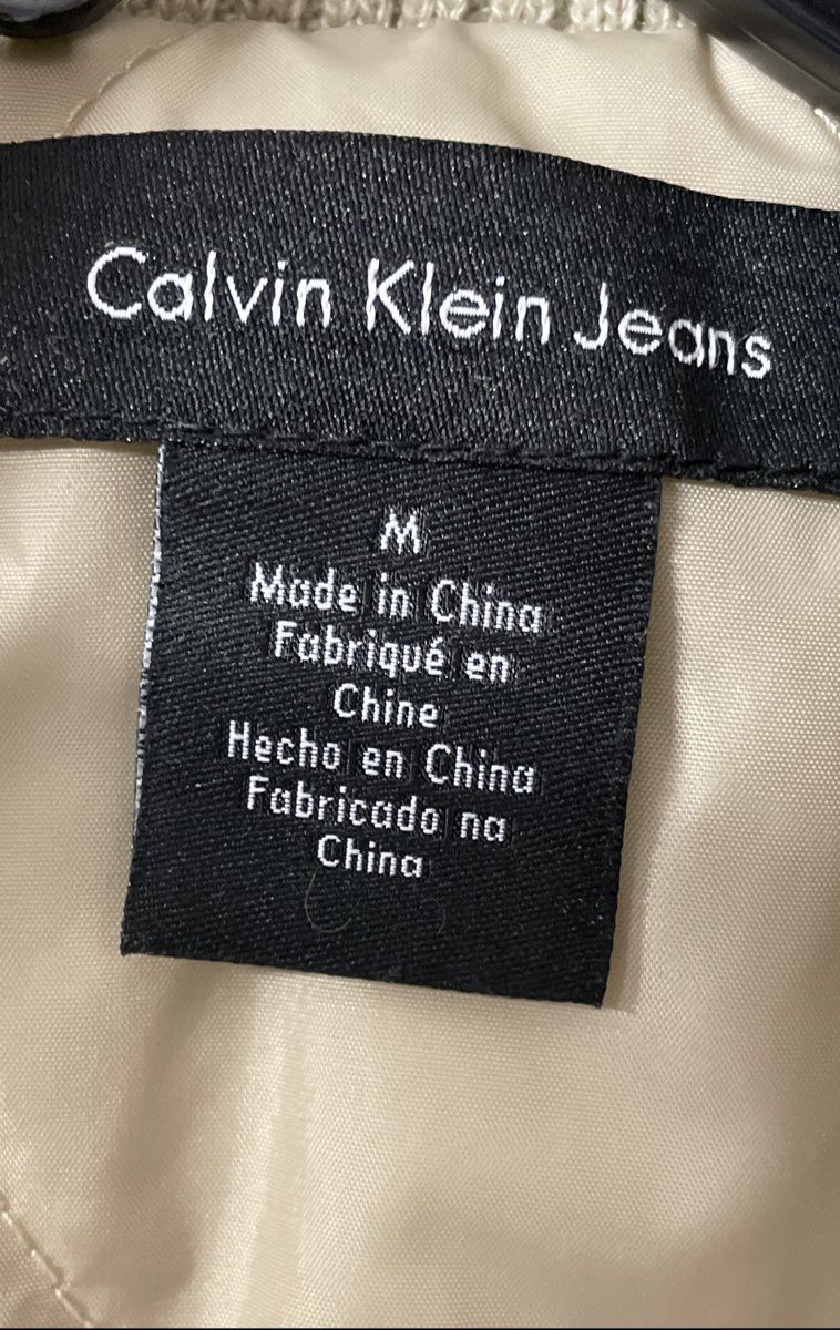 Calvin Klein Jeans Women's Beige Puffer Bomber Jacket Full Zip Size M