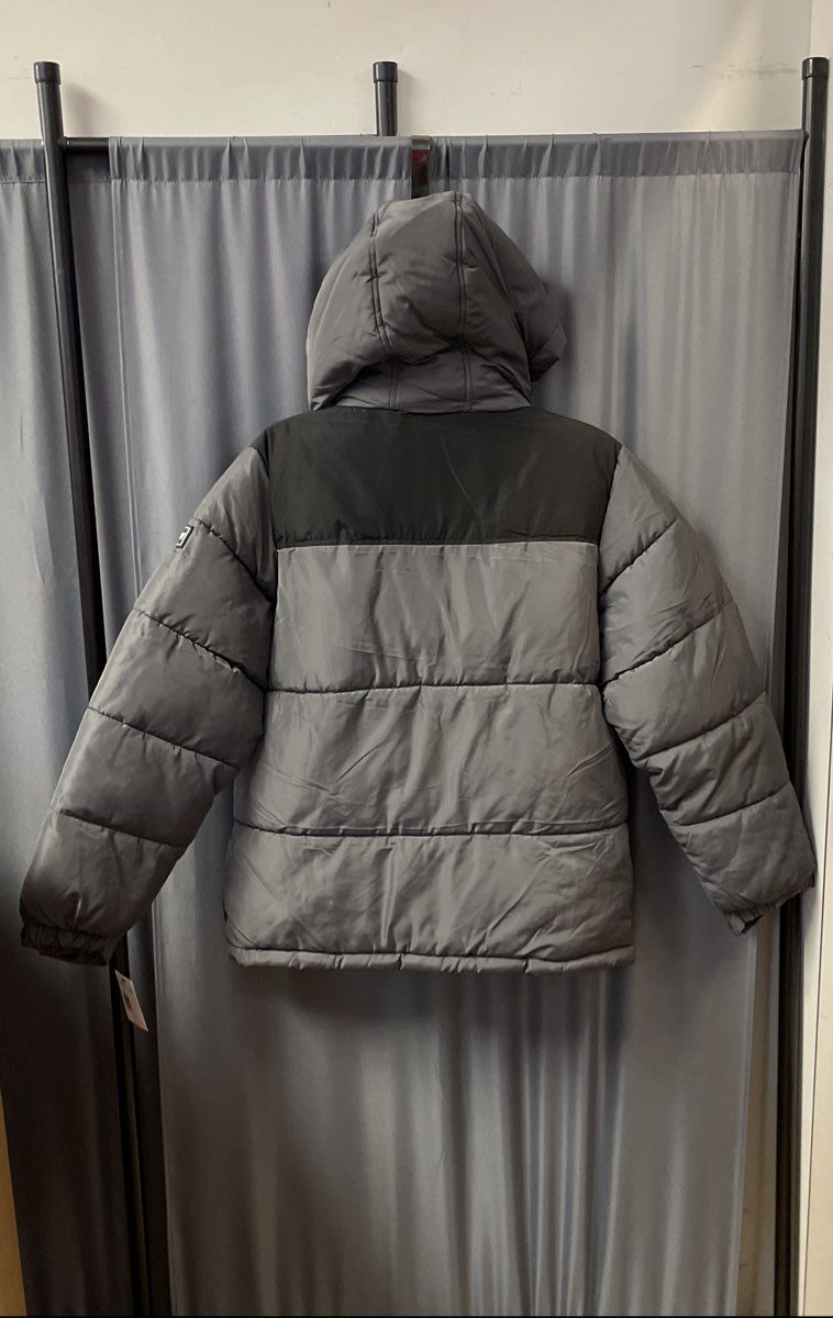 DKNY Youth Charcoal Gray Puffer Parka Jacket Sherpa Hood Insulated NWT XL 18/20