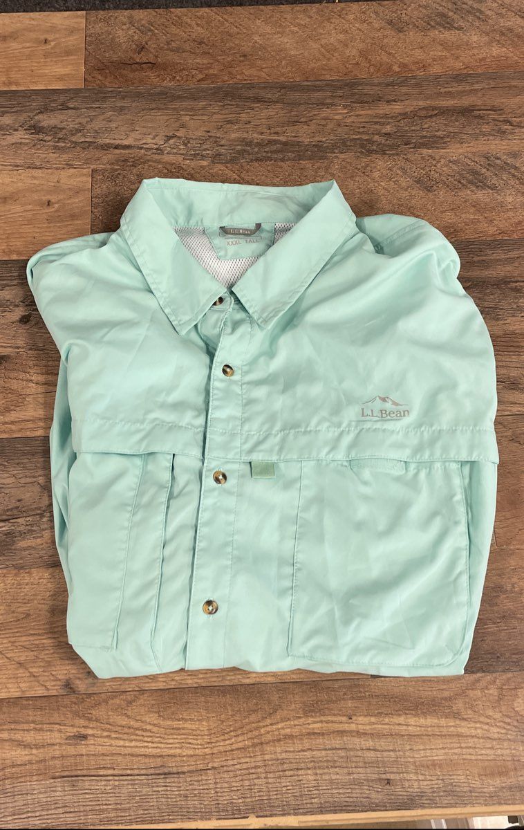 L.L. Bean Men's Teal Tropicwear Short Sleeve Vented Fishing Shirt Sz XXXL Tall