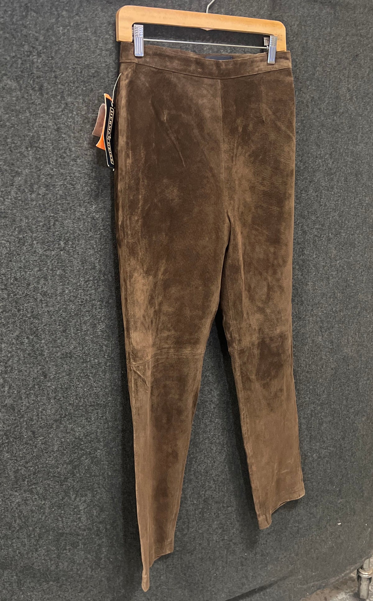 Vintage 90s Herman Geist Women's Brown Suede Leather Pants High Rise NWT Sz 8