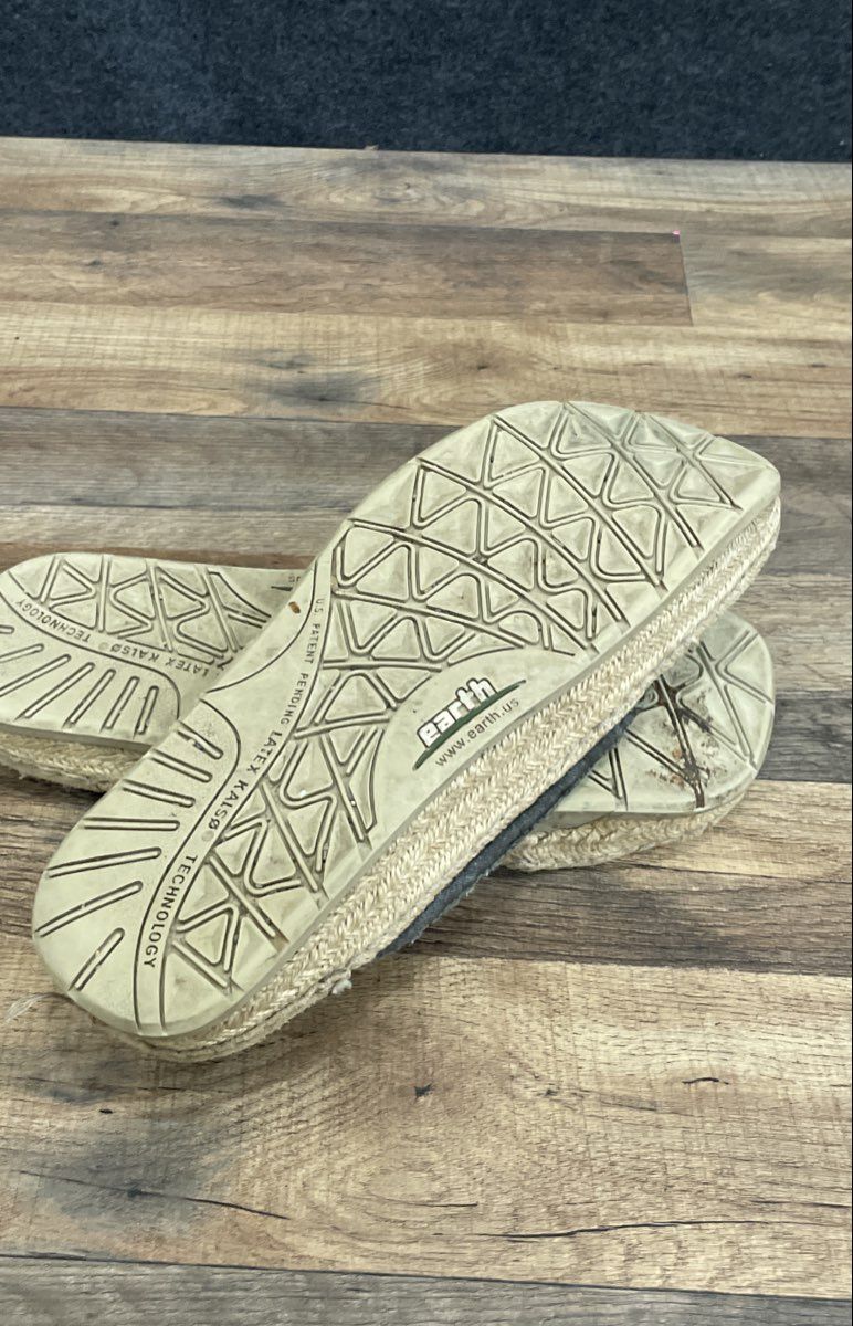 Earth Green Crochet Wicker Texture Espadrille Sandals Women's Size 11 B