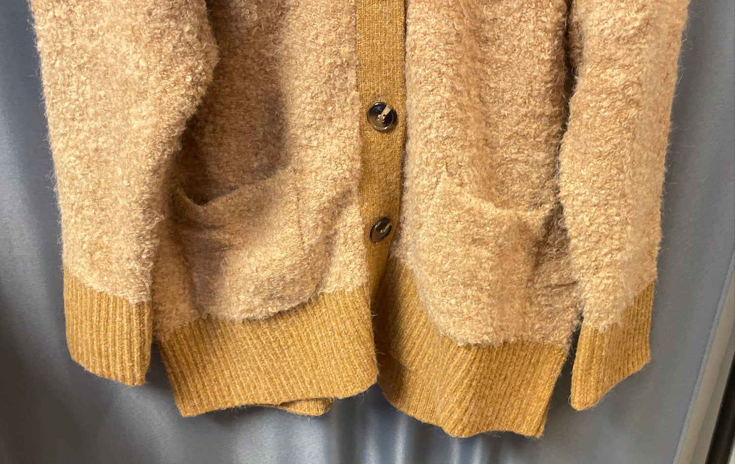 Bluivy Women's Caramel Wool Blend Boucle Button Front Cardigan NWT Sz S/M