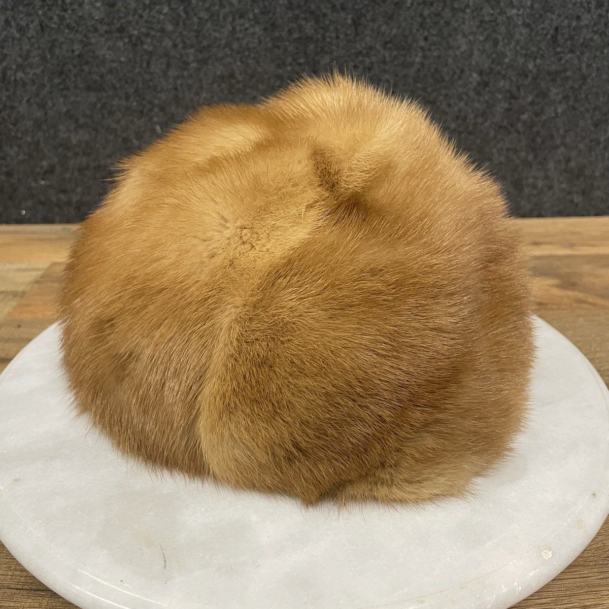 Vintage 60s Genuine Mink Fur Pillbox Hat Golden Brown Sz OS