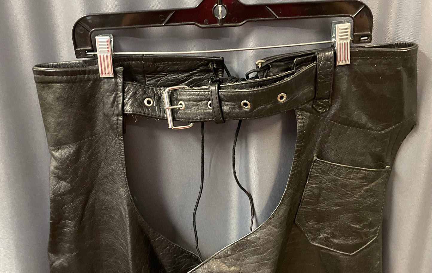 Protech Leather Apparel Unisex Black Motorcycle Riding Chaps Genuine Leather XXL