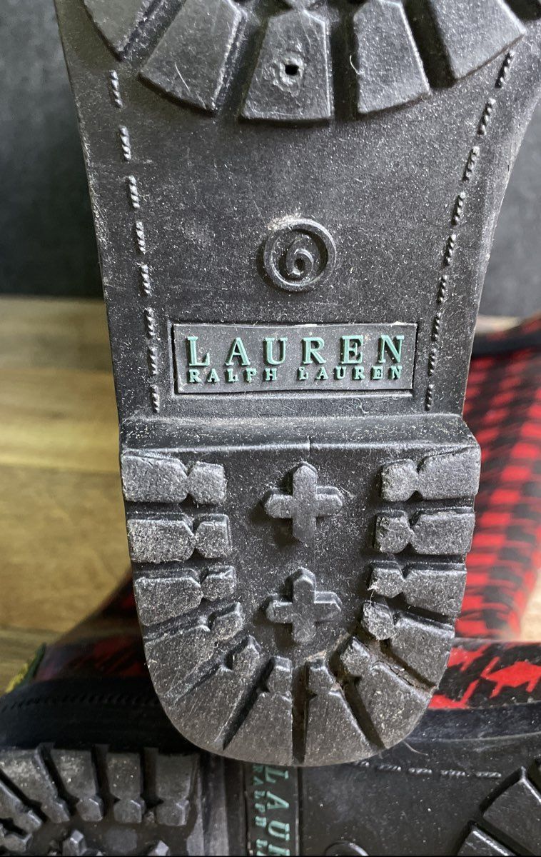 Lauren Ralph Lauren Rossalyn II Red Black Houndstooth Rain Boots Size 6
