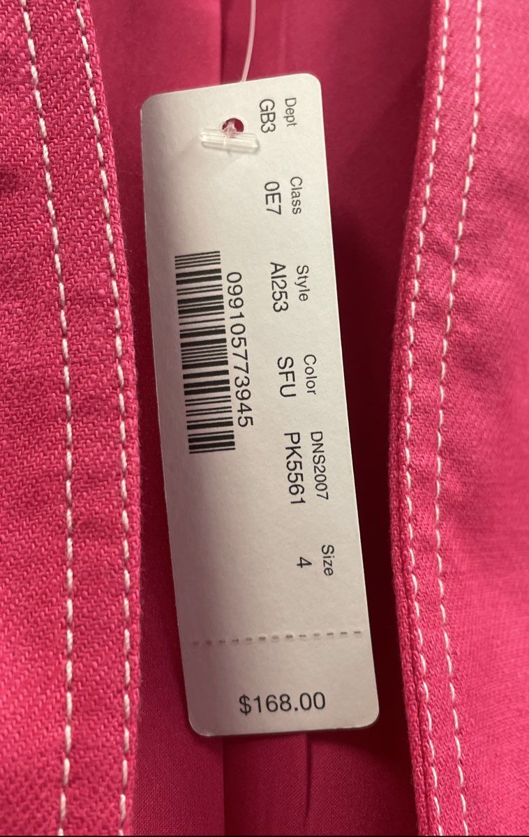 J.Crew Women's Pink Linen Blend Open Front Blazer Contrast Stitch Size 4 NWT