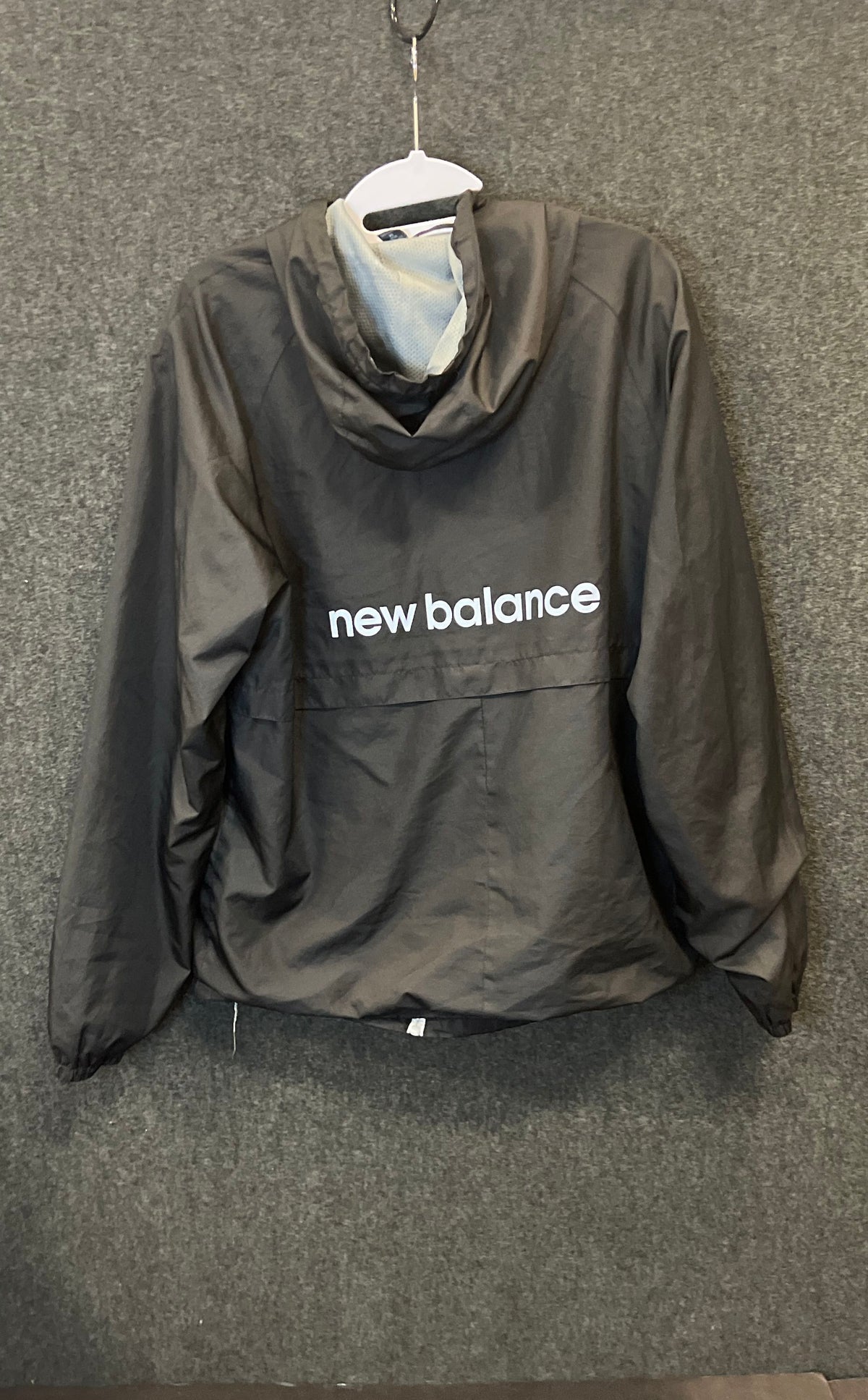 New Balance Black Full Zip Hooded Windbreaker Jacket Mesh Lined Sz M