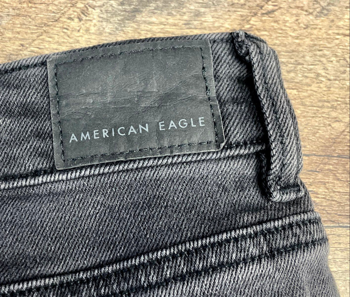 American Eagle Women's Jeans Lot of 2 Black Gray Stretch Distressed Sz 14