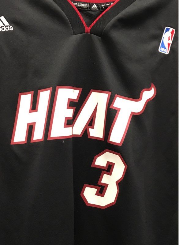 Adidas Men's NBA Miami Heat Dwyane Wade #3 Basketball Jersey Black Sz L