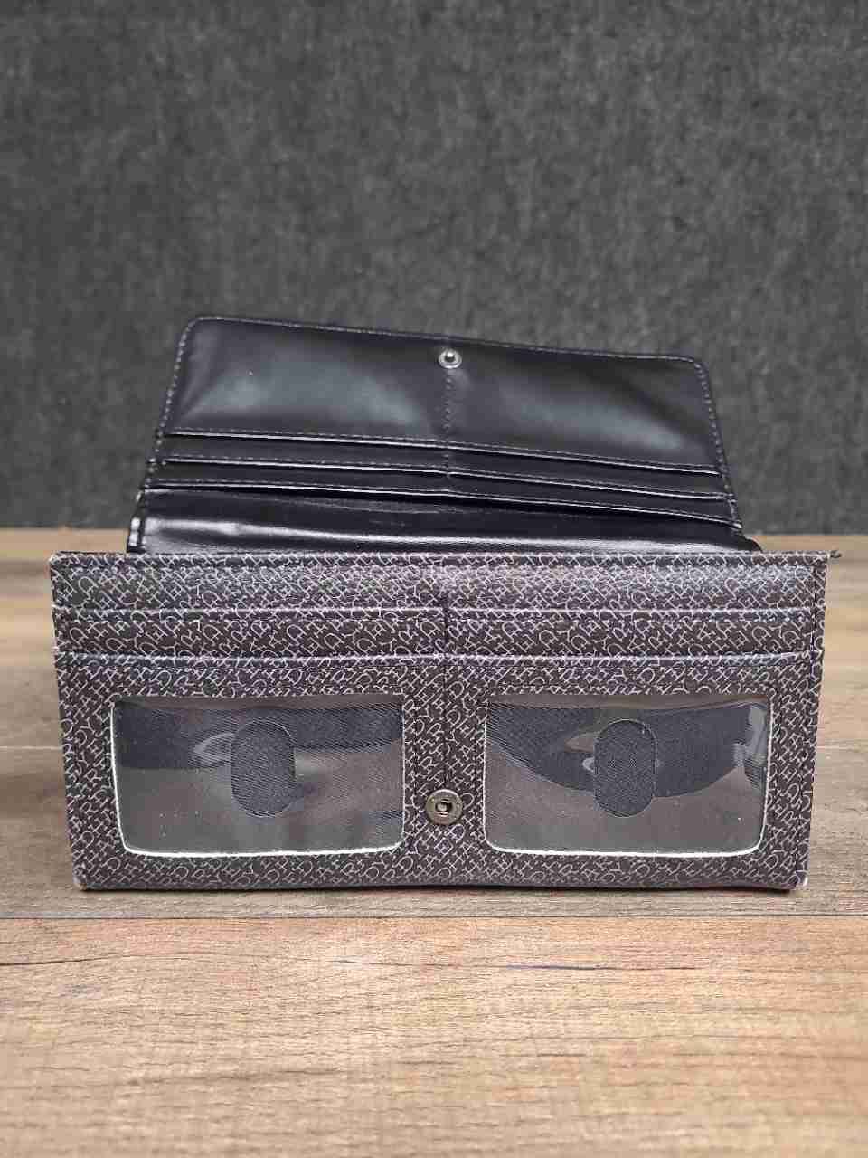 Ed Hardy Grey Vintage Y2K Tiger Rhinestone Trifold Long Wallet Clutch