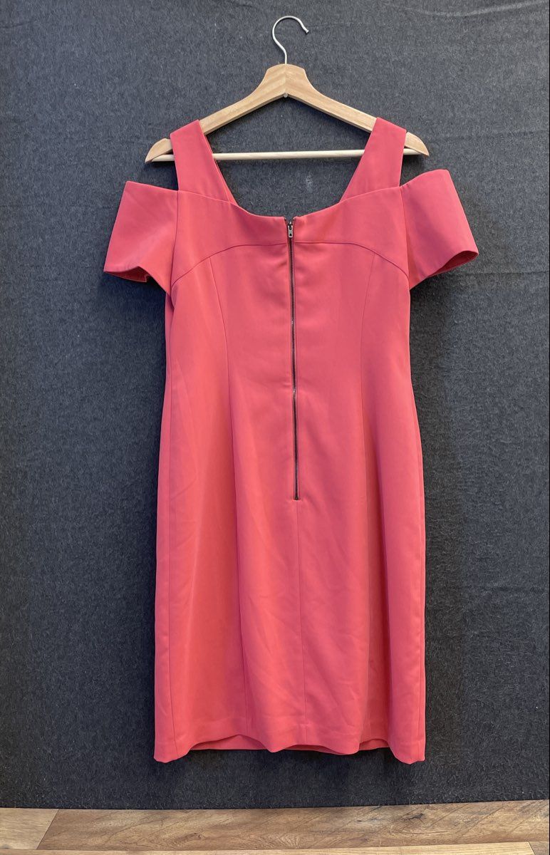 White House Black Market Women's Coral Off Shoulder Sheath Dress Sz 10