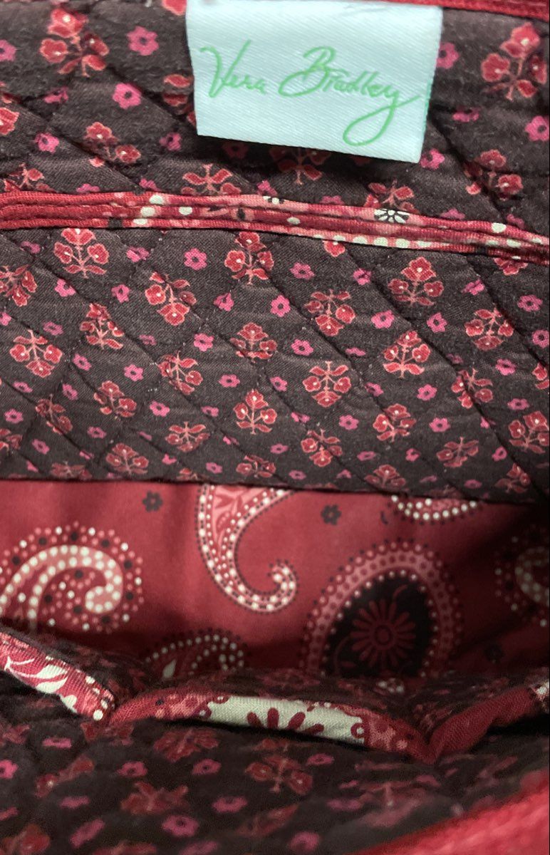 Vera Bradley Red Paisley Quilted Cotton Shoulder Bag Hobo Purse