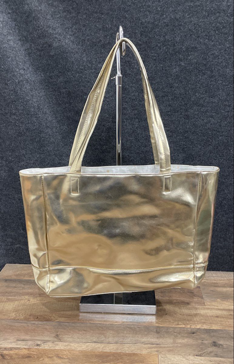 Disney Metallic Gold Mickey Minnie Ice Skating Kiss Shoulder Tote Bag Purse