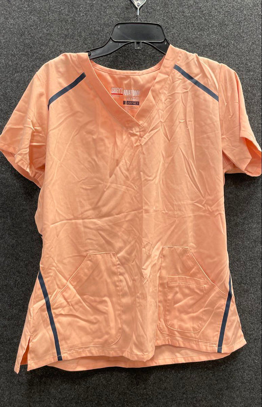 Greys Anatomy by Barco Women's Scrub Top Peach Coral iMPACT V-Neck Sz L