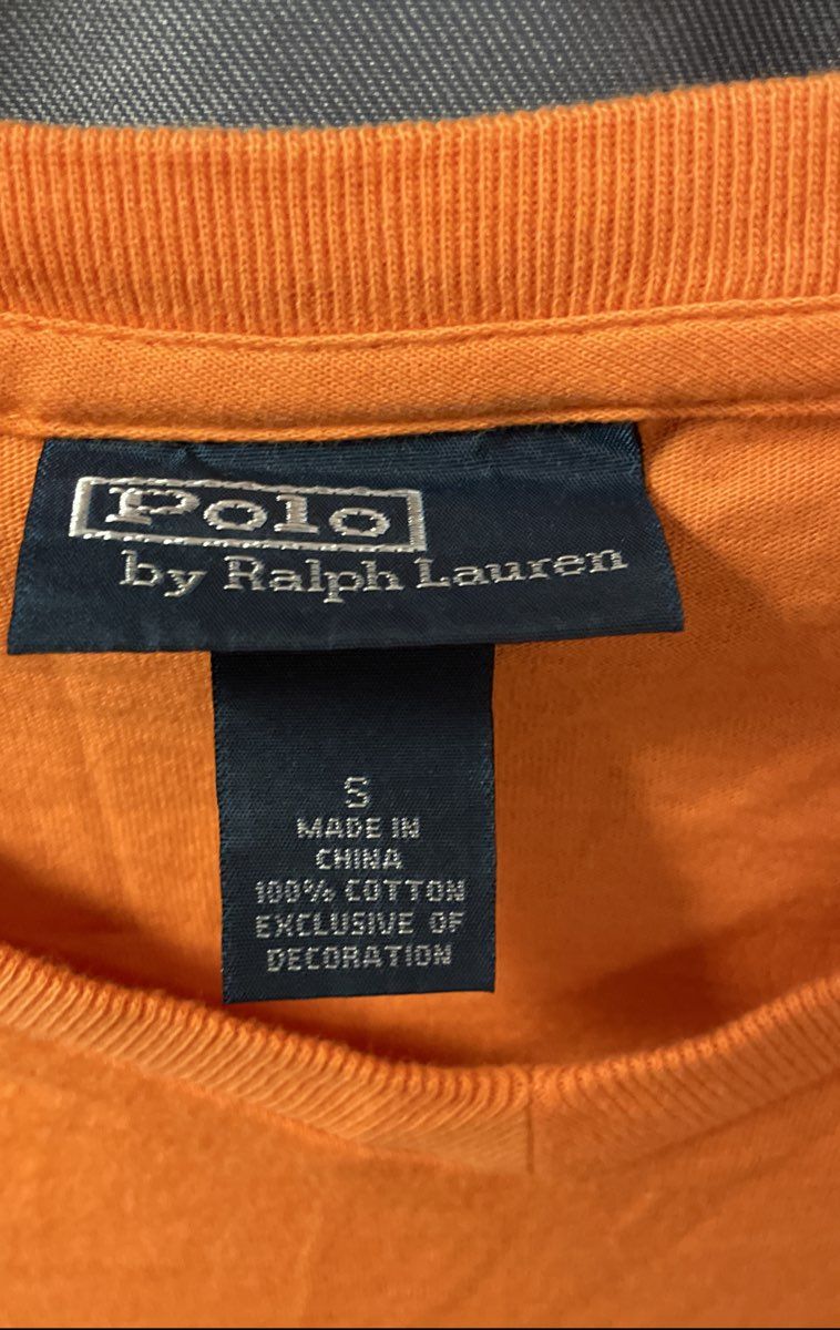 Polo Ralph Lauren Men's Orange V-Neck T-Shirt Lot of 2 Cotton Pony Logo Sz S