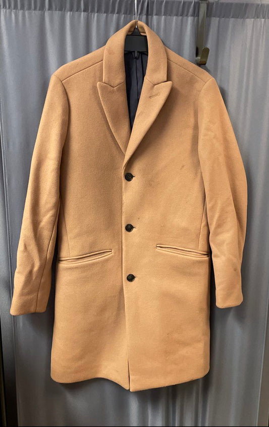 Bonobos Men's Camel Wool Blend 3-Button Topcoat Sz 38R