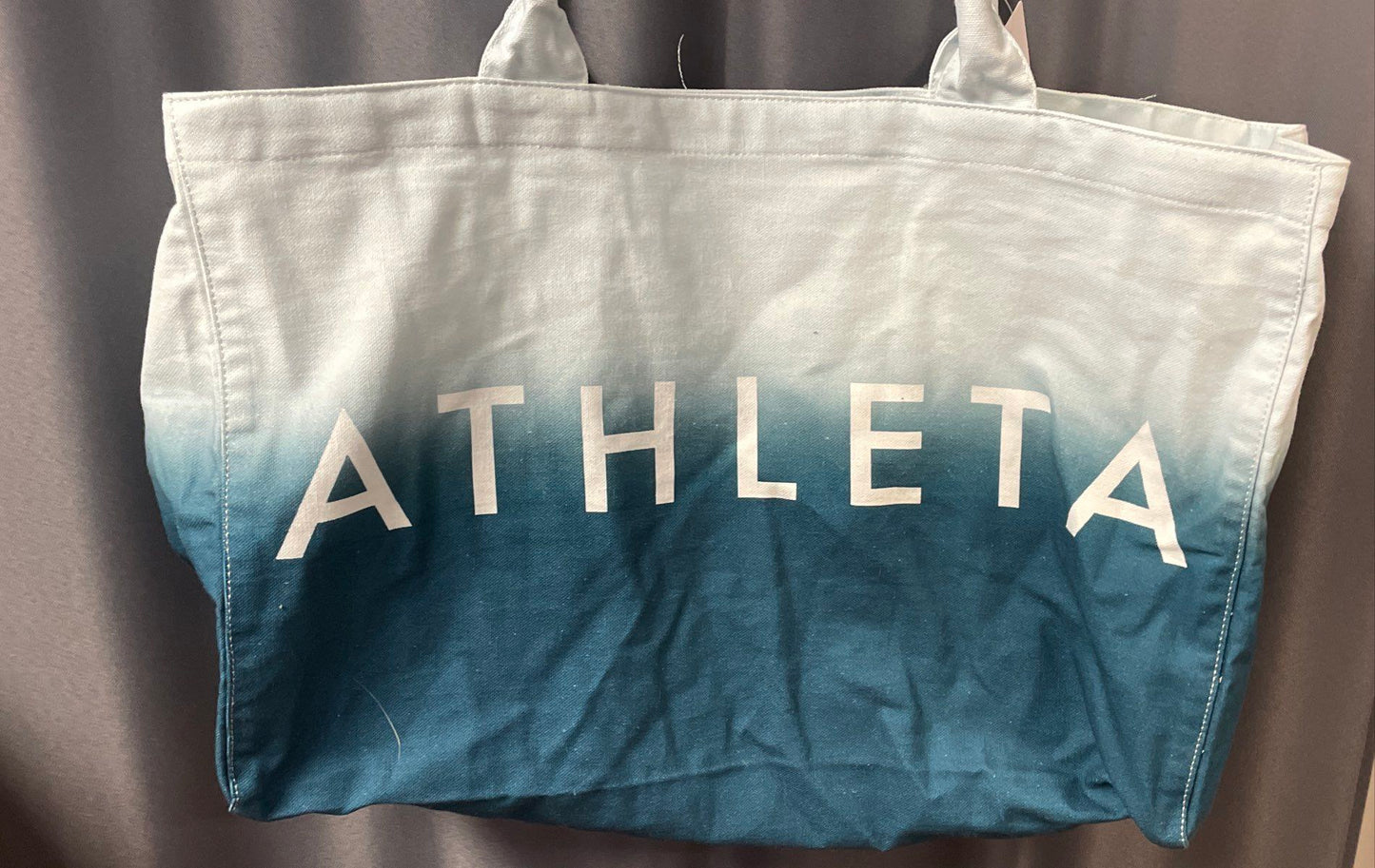 Athleta Blue and White Ombre Cotton Canvas Tote Bag Large NWT