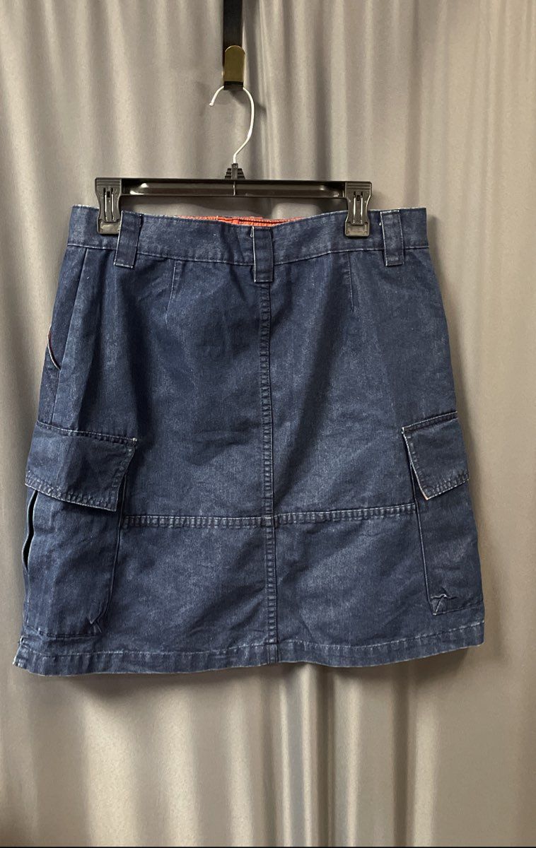 Vintage 90s Tommy Jeans Women's Blue Denim Cargo Mini Skirt Sz 11