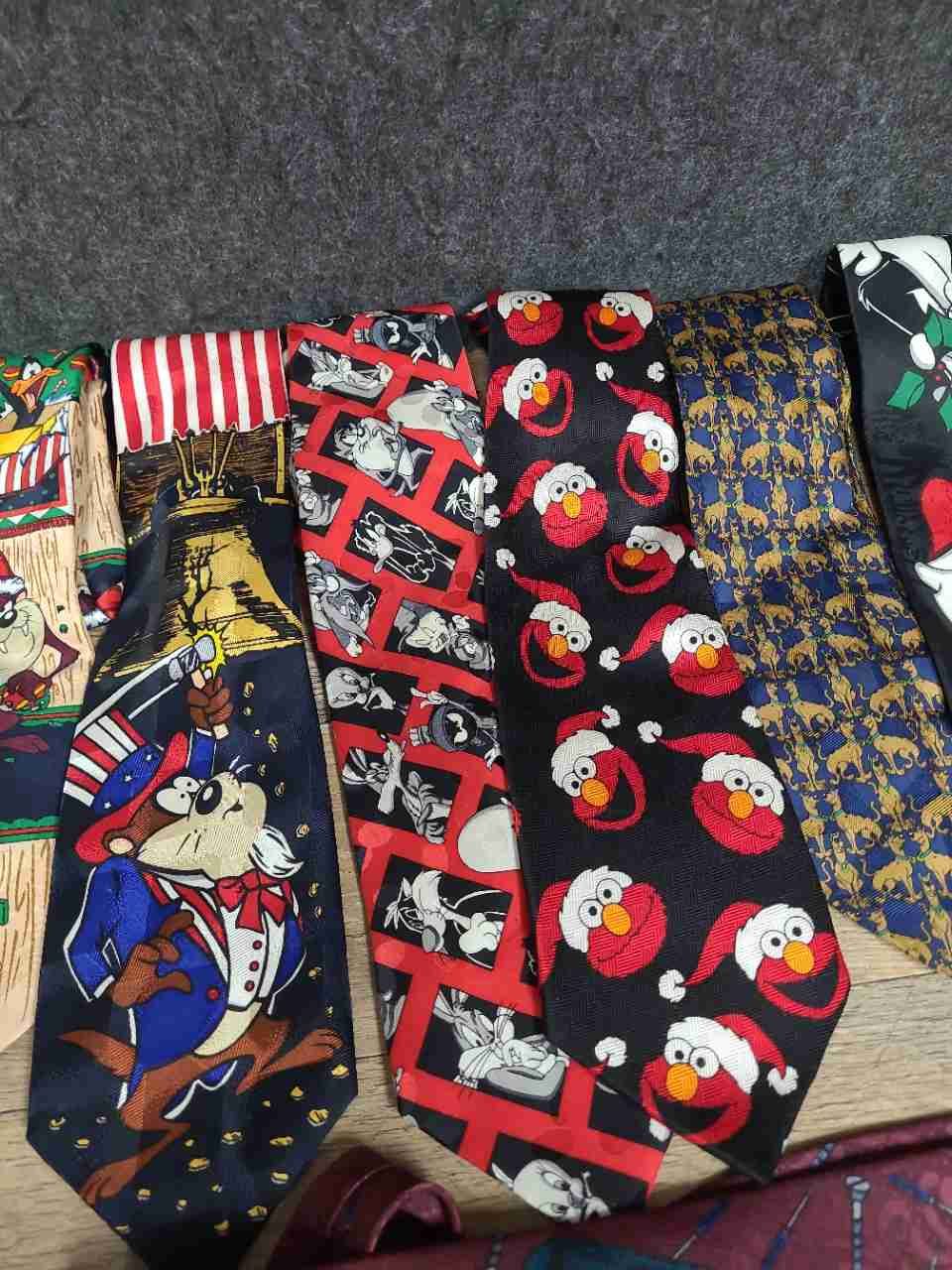 Vintage 90s Men's Necktie Lot 12pc Looney Tunes J Garcia Elmo Three Stooges