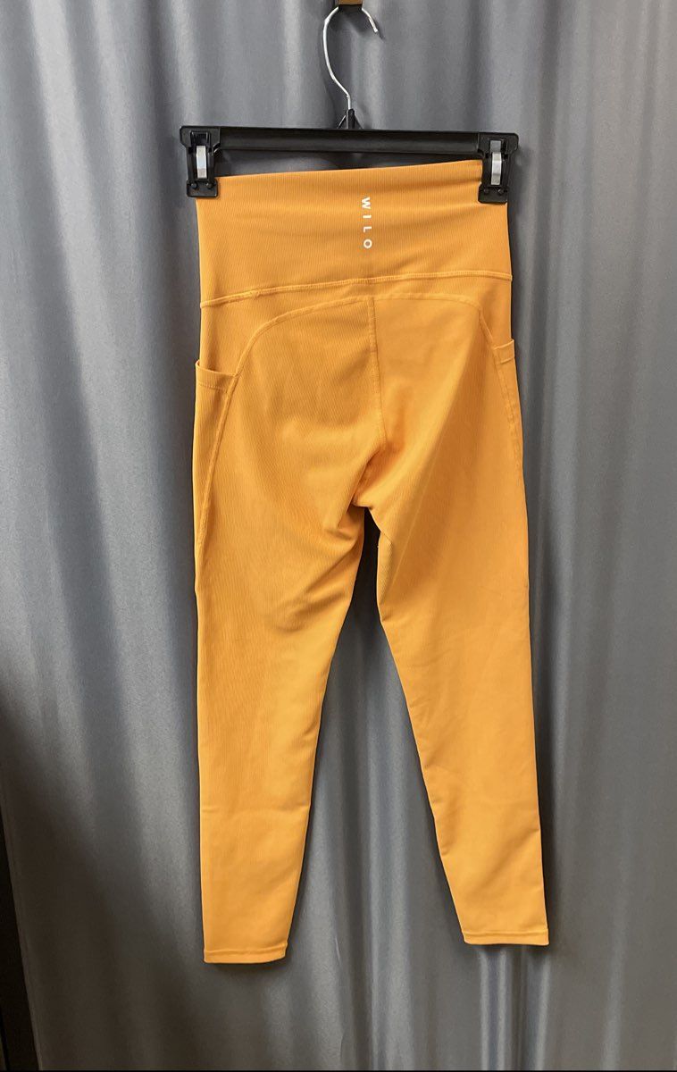Wilo The Label Women's Golden Ribbed High Waist Side Pocket Leggings Sz S