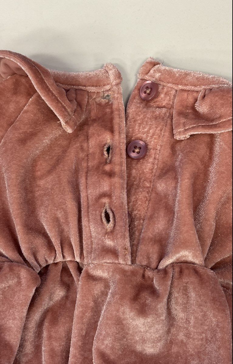 Nicole Miller New York Baby Girls Pink Velvet Ruffle Romper Sz 0/3M