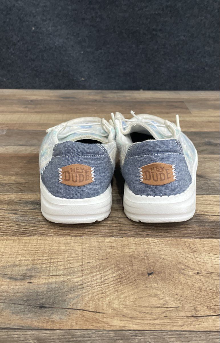 Hey Dude Wendy Y Cottage Crochet Bay Blue Multi Youth Slip On Shoes Size J2