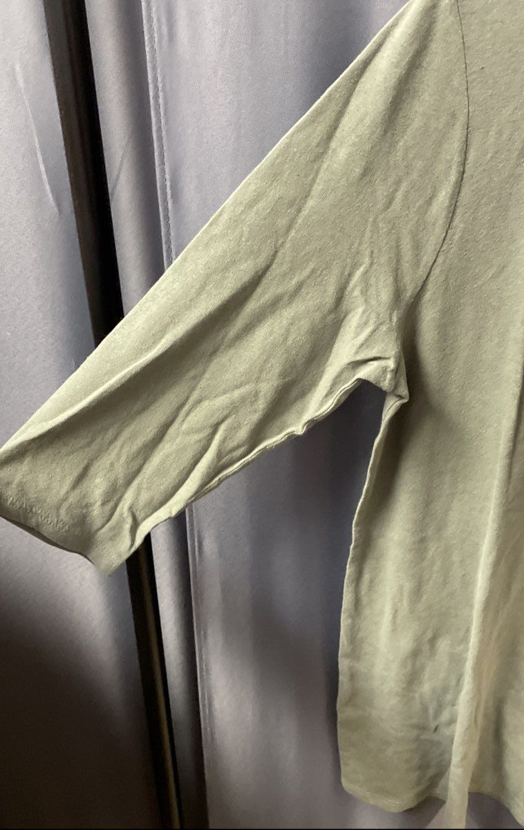 Pure Jill Women's Trapunto Tunic Green Cotton Linen 3/4 Sleeve NWT Sz M