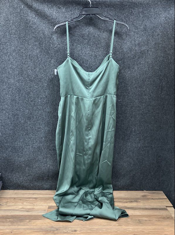 Azazie x Kendall + Kylie Women's Gathered Cowl Satin Maxi Dress Green Sz A10