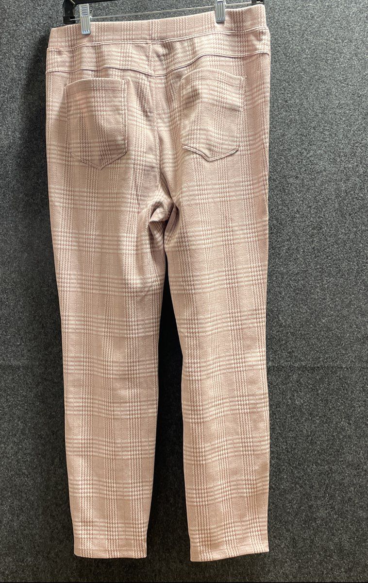 Halara Women's Pink White Plaid Pull On High Rise Pants Size L NWT