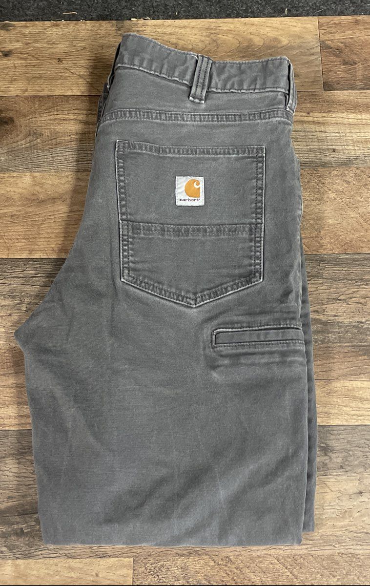 Carhartt Men's Grey Relaxed Fit Canvas Work Carpenter Pants Size 34x32
