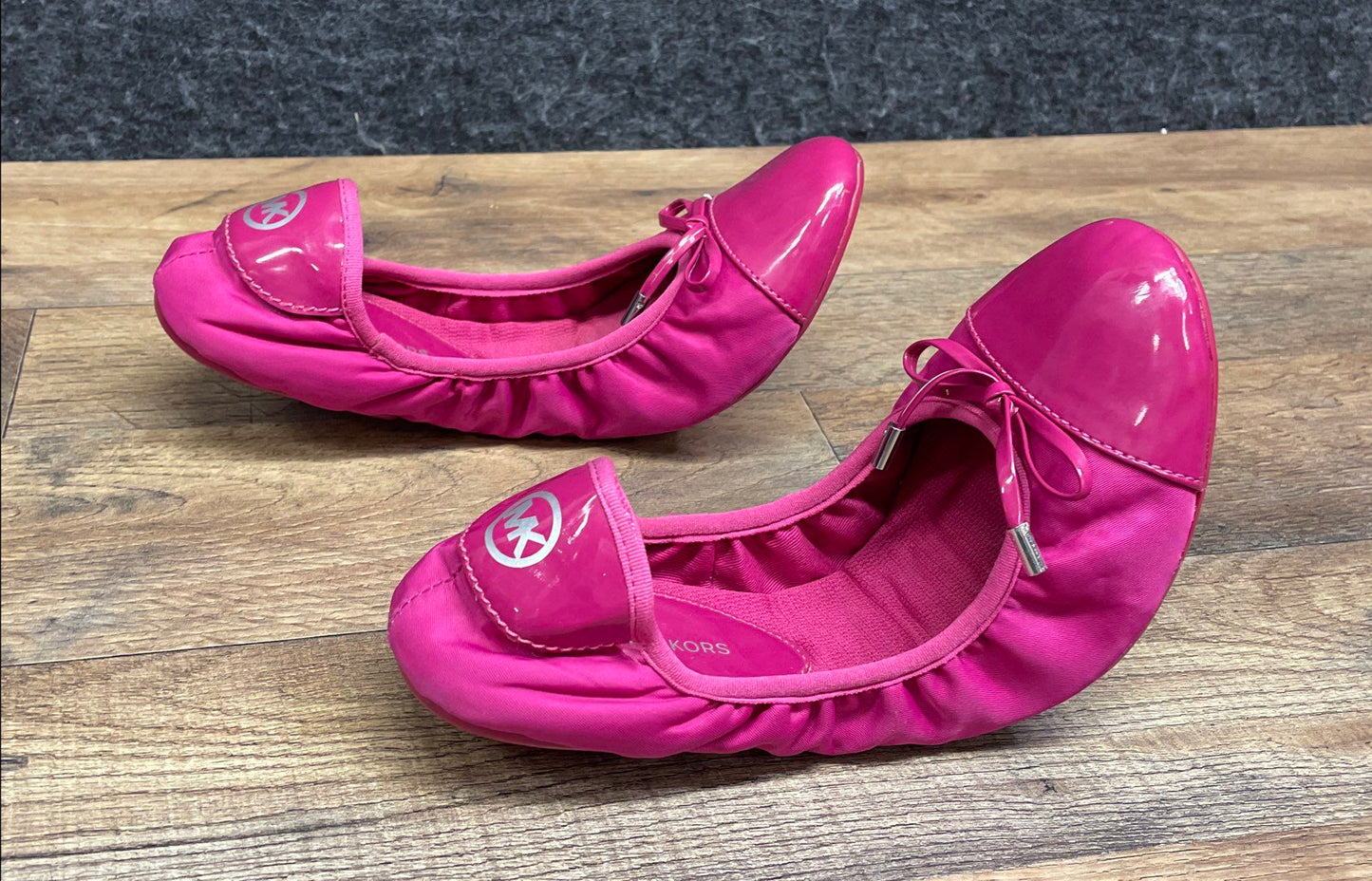 Michael Michael Kors Hot Pink Patent Toe Bow Ballet Flats Women's Size 8M